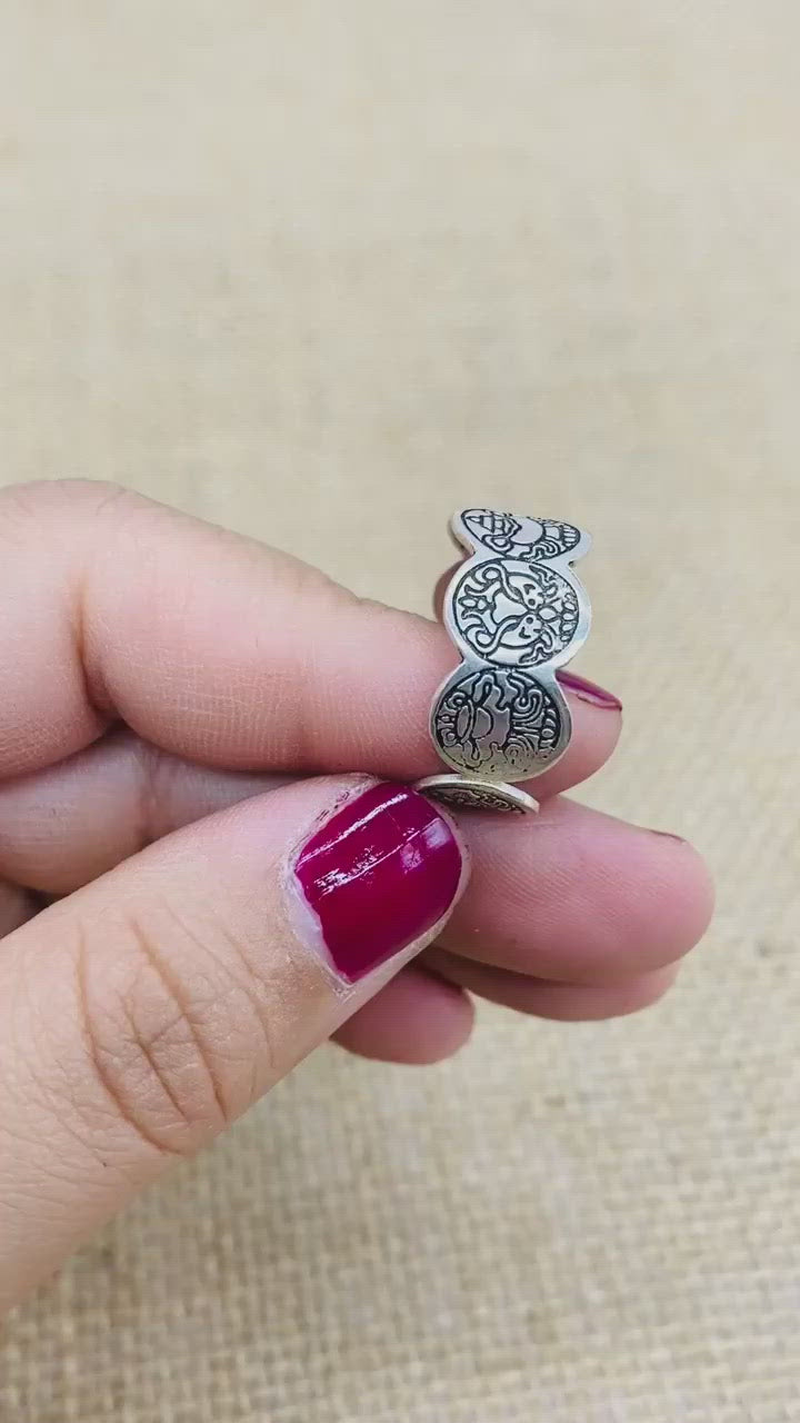 Buddhist Mantra Ring, Handmade Ring, Yoga Ring, Bohemian Jewelry, Buddhist Symbol Ring, Silver Meditation Ring, Unisex Boho Ring from Nepal
