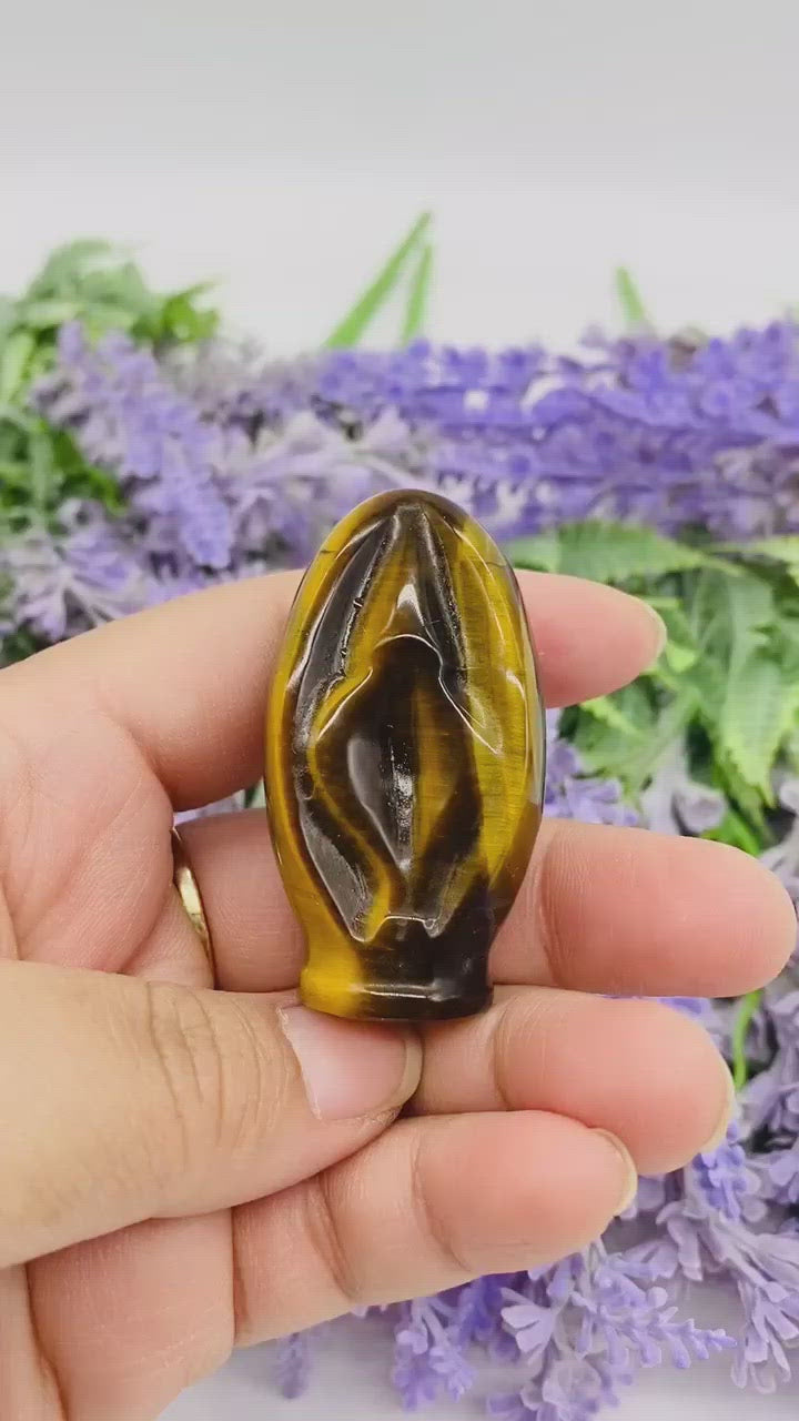 Tiger Eye Vaginal Crystal, Yoni , Divine Feminine, Crystal Carvings, Yoni Vulva Vaginal Female Parts,  Crystal Gift,  Goddess Energy
