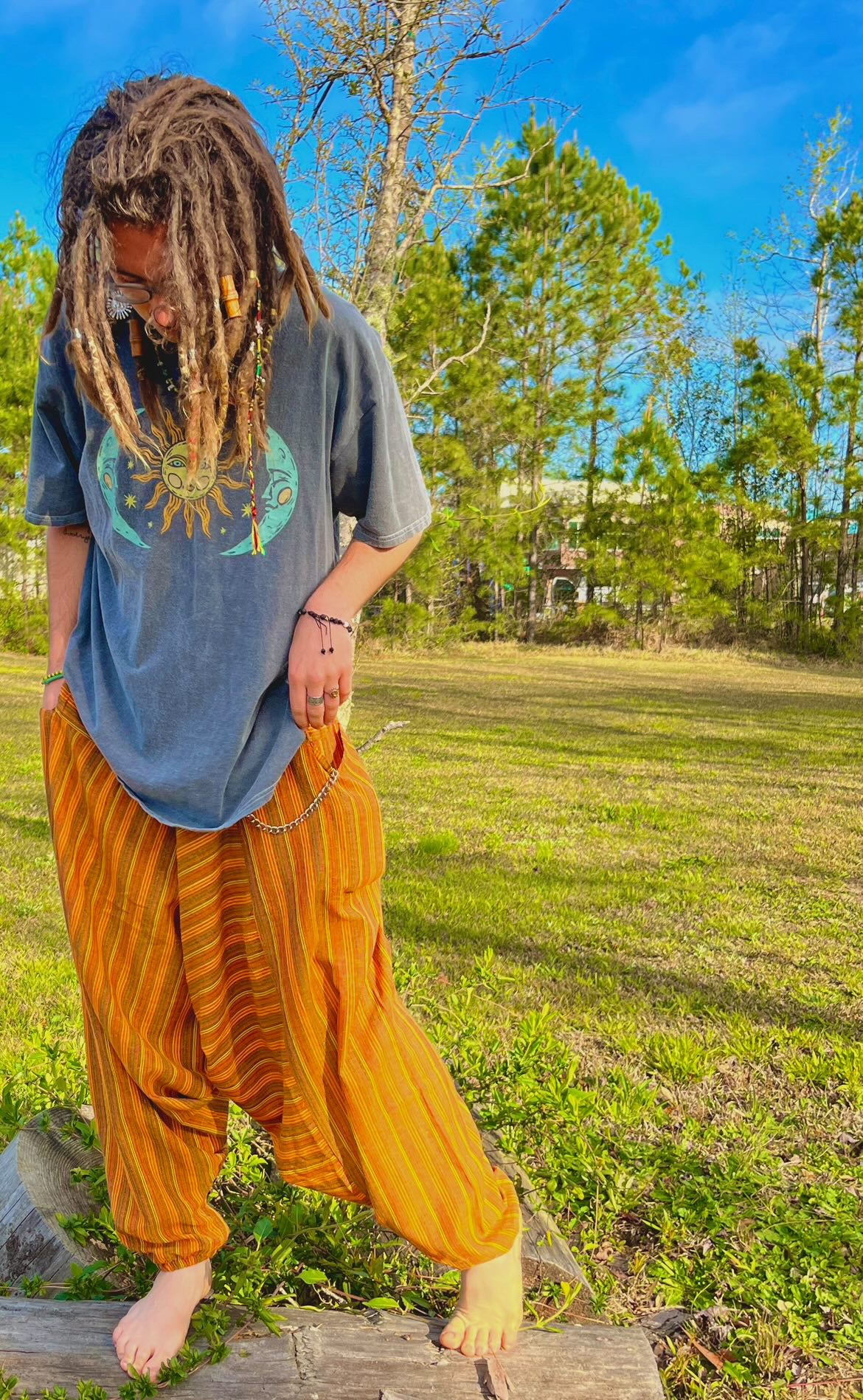 Unisex Low Crotch Gypsy Pants with Pockets