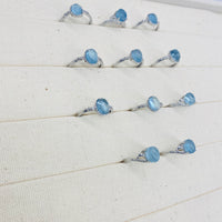 Crystal Ring, Aquamarine Gemstone Rings, Silver Stackable Ring, Handmade Jewelry, Women Ring, Gift For Her, Adjustable Ring, Boho Style