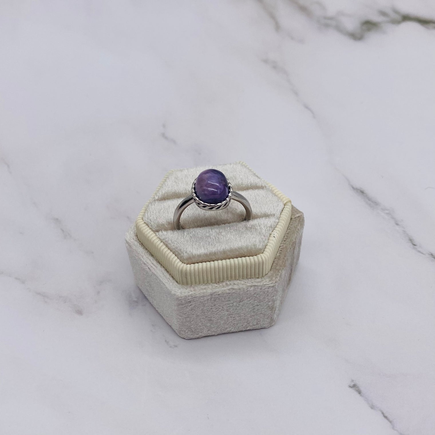 Charoite Crystal Ring, Adjustable Gemstone Ring, Minimalist Ring, Bohemian Rings, Handmade Jewelry, Gift For Her, Boho Style, Adjustable