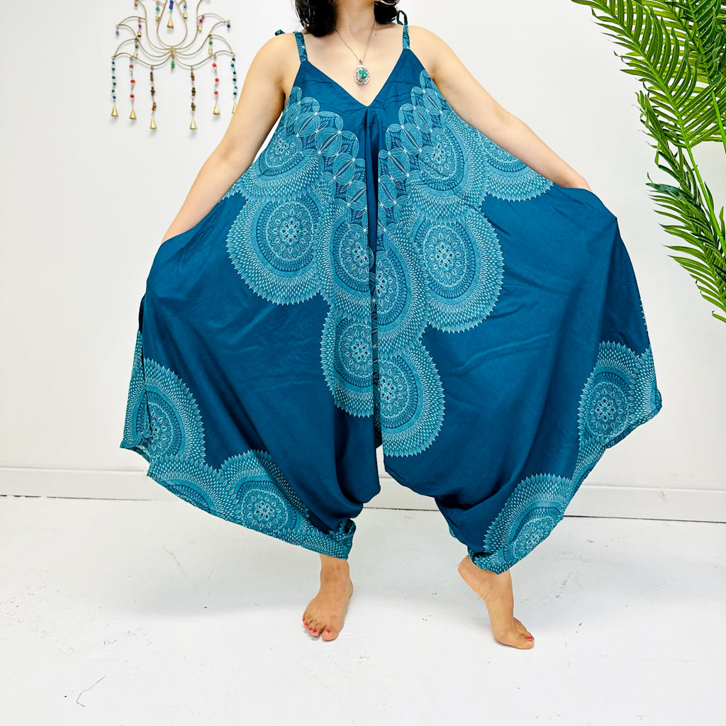 Bohemian Harem Jumpsuit with Mandala Print