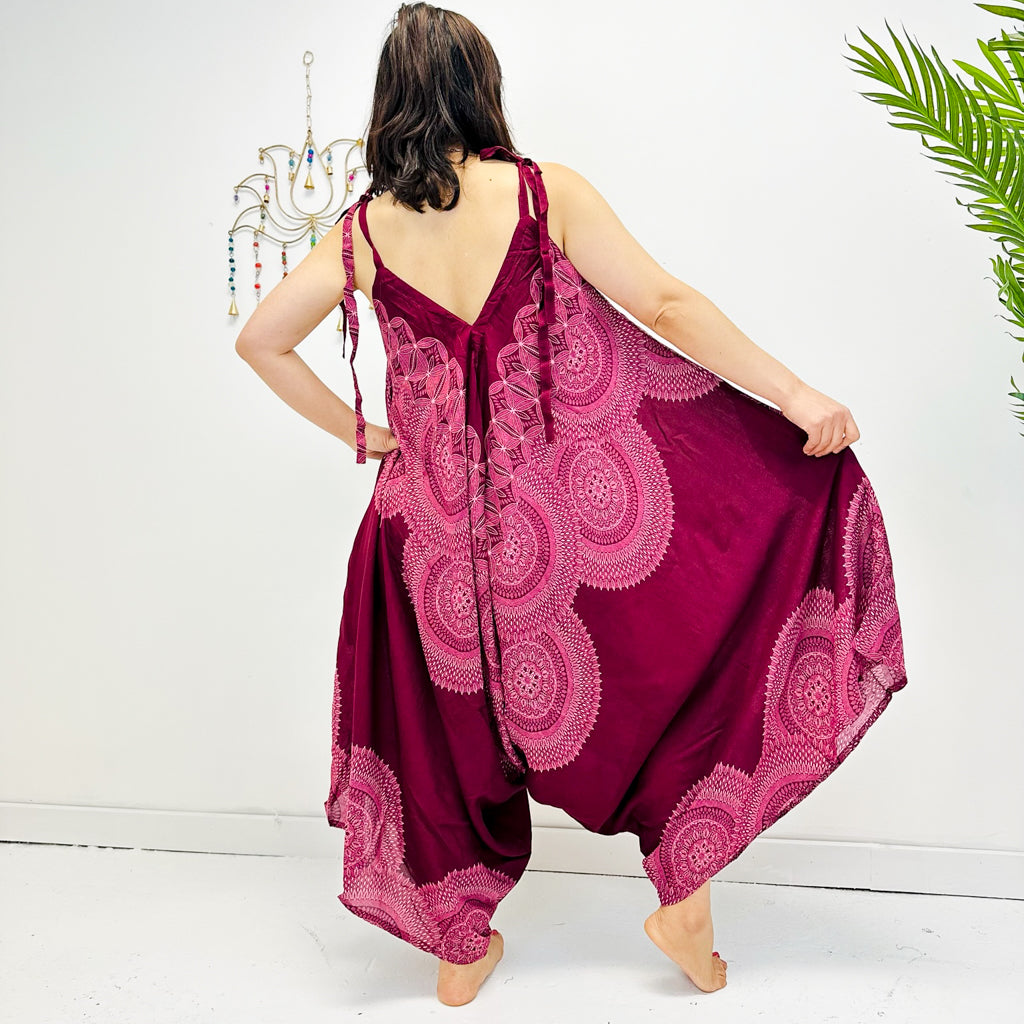 Bohemian Harem Jumpsuit with Mandala Print