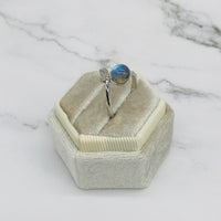 Labradorite Crystal Ring, Handmade Jewelry, Moon Shaped Rings, Cute Rings, Stackable Rings, Adjustable Ring, Gift For Her, Gift Under 20