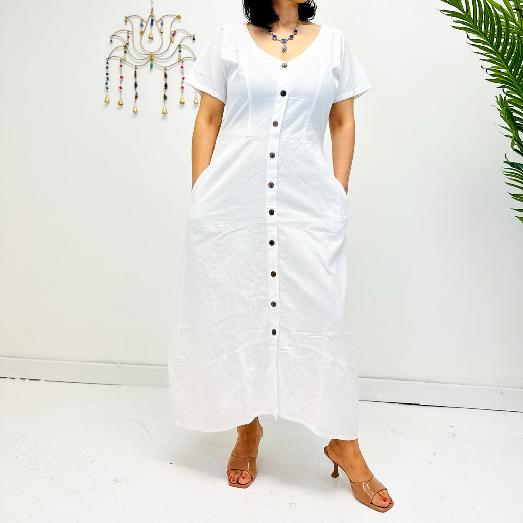 Solid Color Long Cotton Maxi Dress