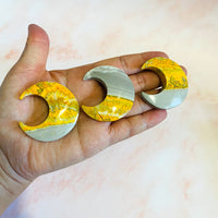 Bumble Bee Jasper Crescent Moon Carvings, Crystal Carvings, Moon Medallion Slab, Cabachon,  High Quality Jasper Moon, Stone for Joy