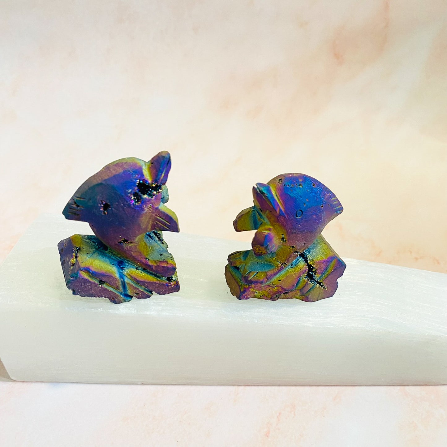 Rainbow Titanium Aura Quartz Dolphin, Crystal Carving, Crystal Decor, Raw Quartz Handmade Carvings, Reiki Healing,  Crystal Gift