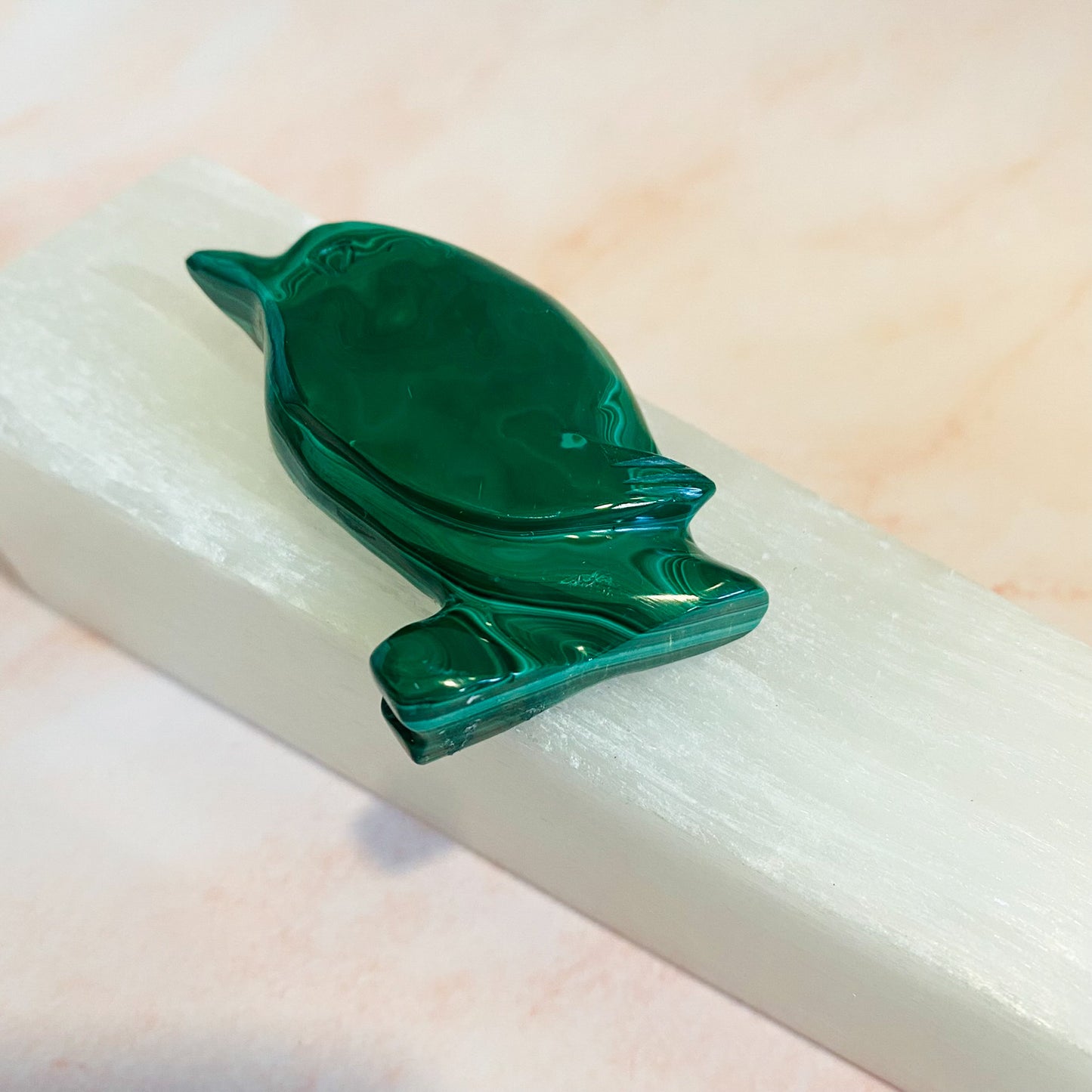 Malachite Dolphin Carvings, 2.3" Dolphin Crystal, Stone of Transformation, Crystal Carvings, Hand Carved Dolphin Decor