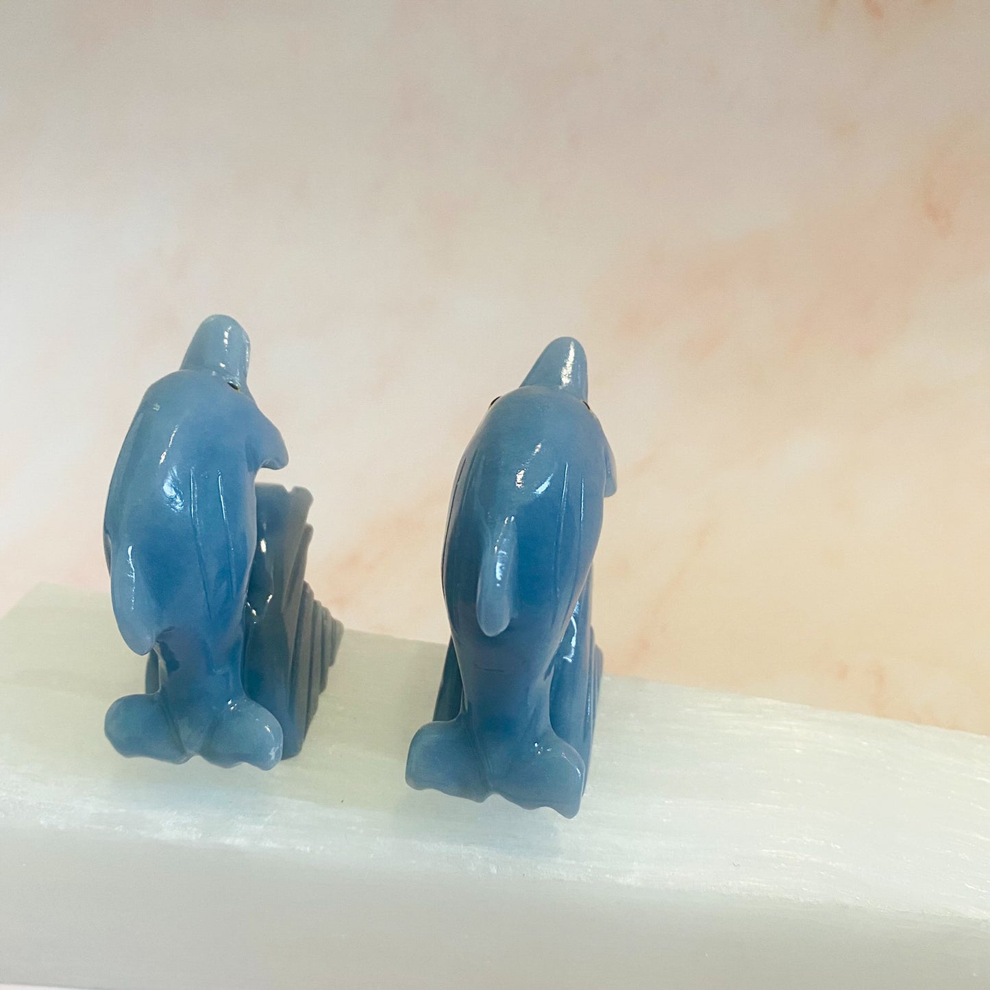 Angelite Dolphin, Hand Carved Angelite Crystal, Unique Crystal Decor, Stone of Creativity, Astra Travel, Dolphin Figurine