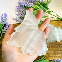 Selenite Sun & Moon Carving Charging, Cleansing Crystal, Hand Carved Selenite, Unique Selenite Decor, Satin Spar Moon , Crystal Moon Carving