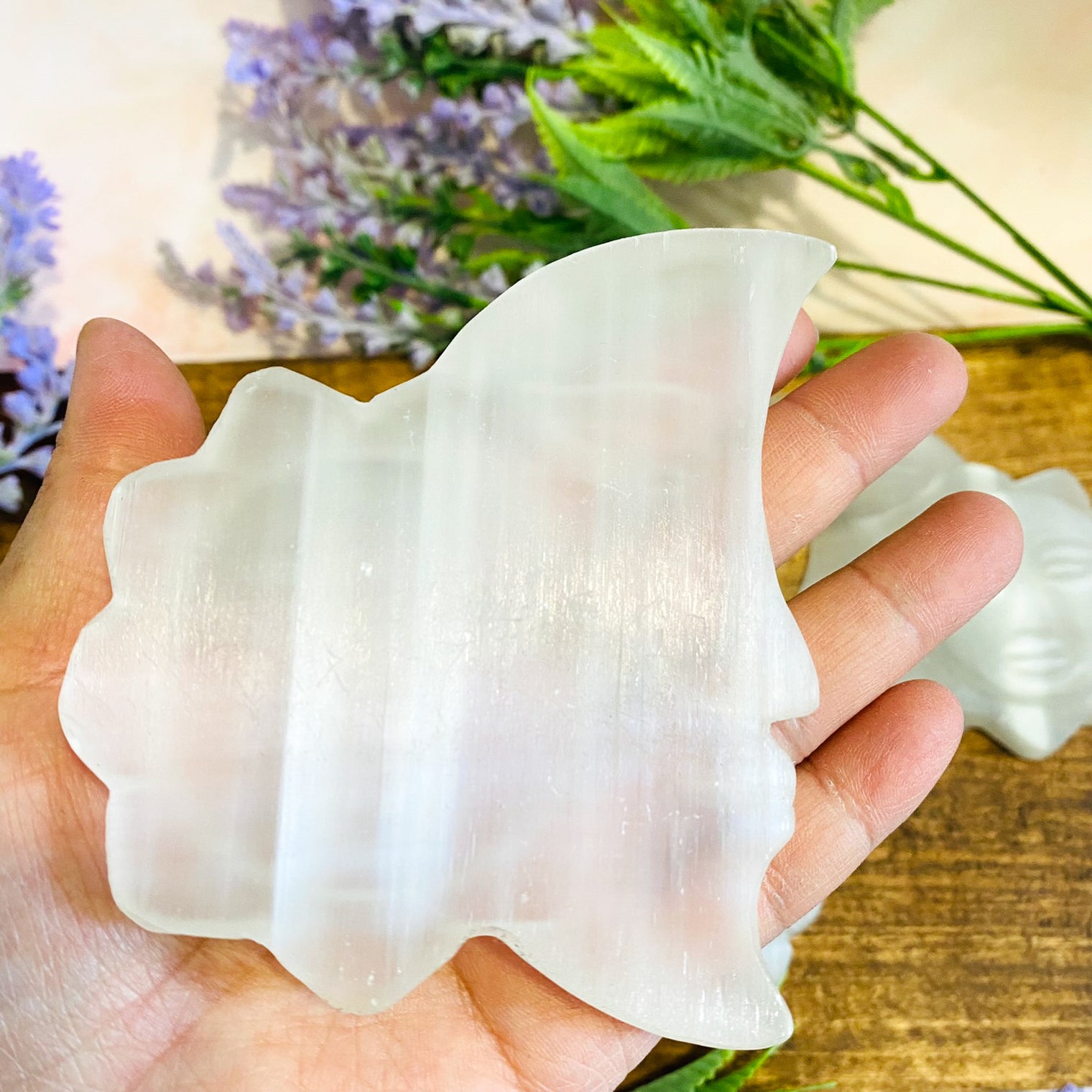 Selenite Sun & Moon Carving Charging, Cleansing Crystal, Hand Carved Selenite, Unique Selenite Decor, Satin Spar Moon , Crystal Moon Carving