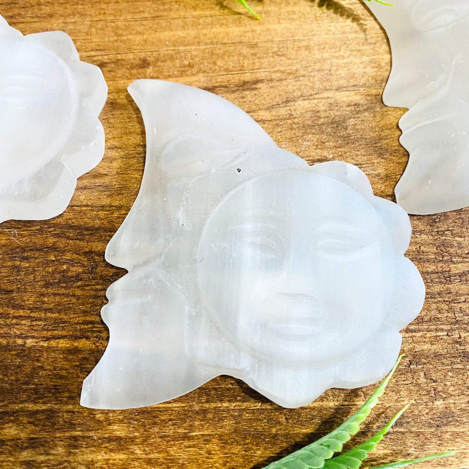 Selenite Sun & Moon Carving Charging, Cleansing Crystal, Hand Carved Selenite, Unique Selenite Decor, Satin Spar Moon , Crystal Moon Carving
