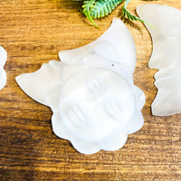 Selenite Sun & Moon Carving Charging, Cleansing Crystal, Hand Carved Selenite, Unique Selenite Decor, Satin Spar Moon , Crystal Moon Carving