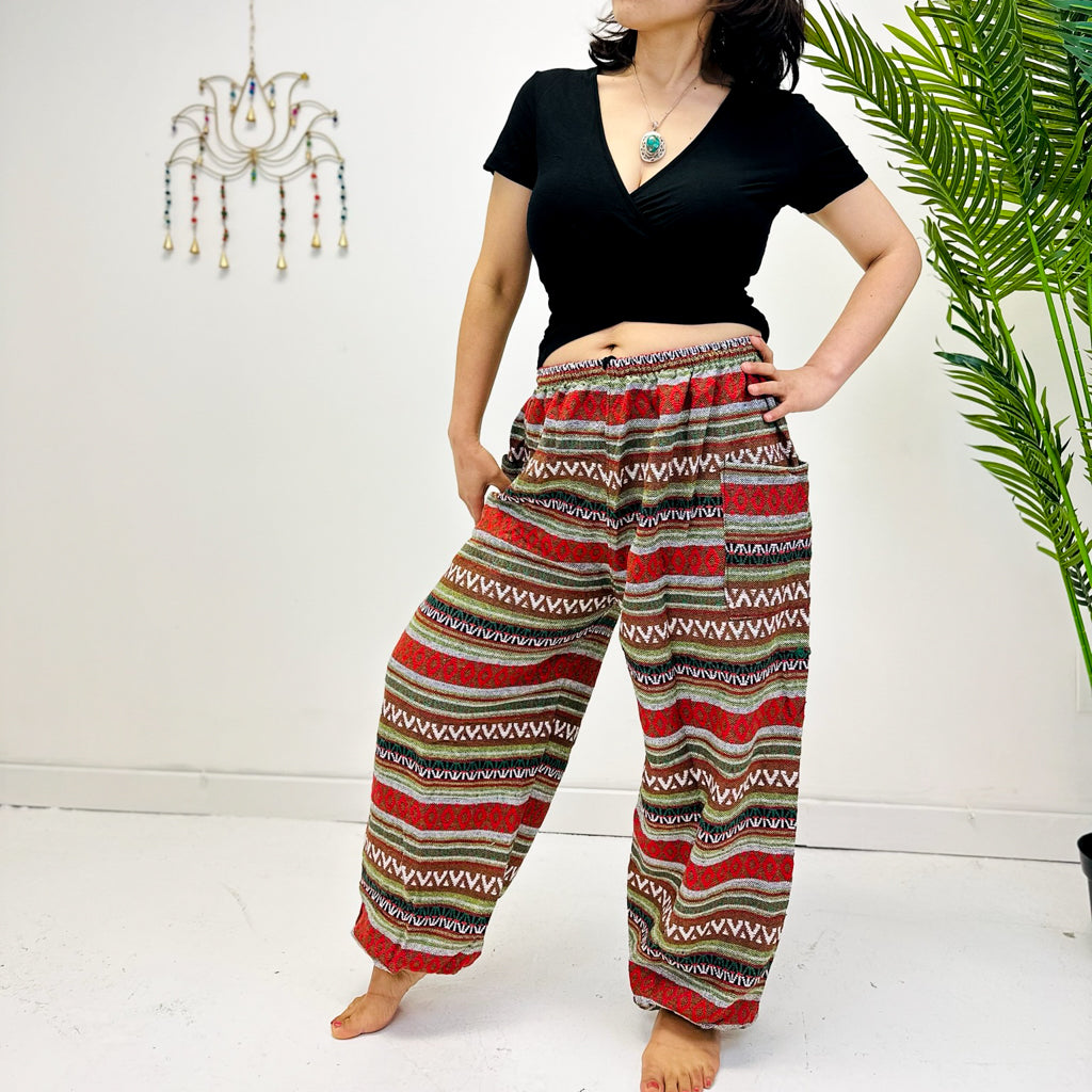 Boho Cotton Unisex Handwoven Pants with Pockets