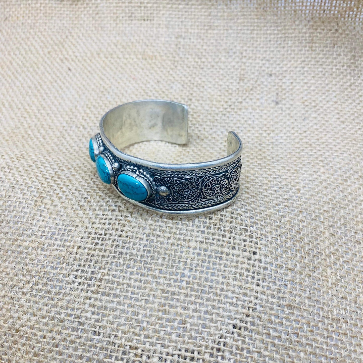 Filigree Design Lapis Lazuli Turquoise Bangle, Gemstone Cuffs, Handmade Jewelry, Gift For Her, Unique Bracelets, Bohemian Jewelry