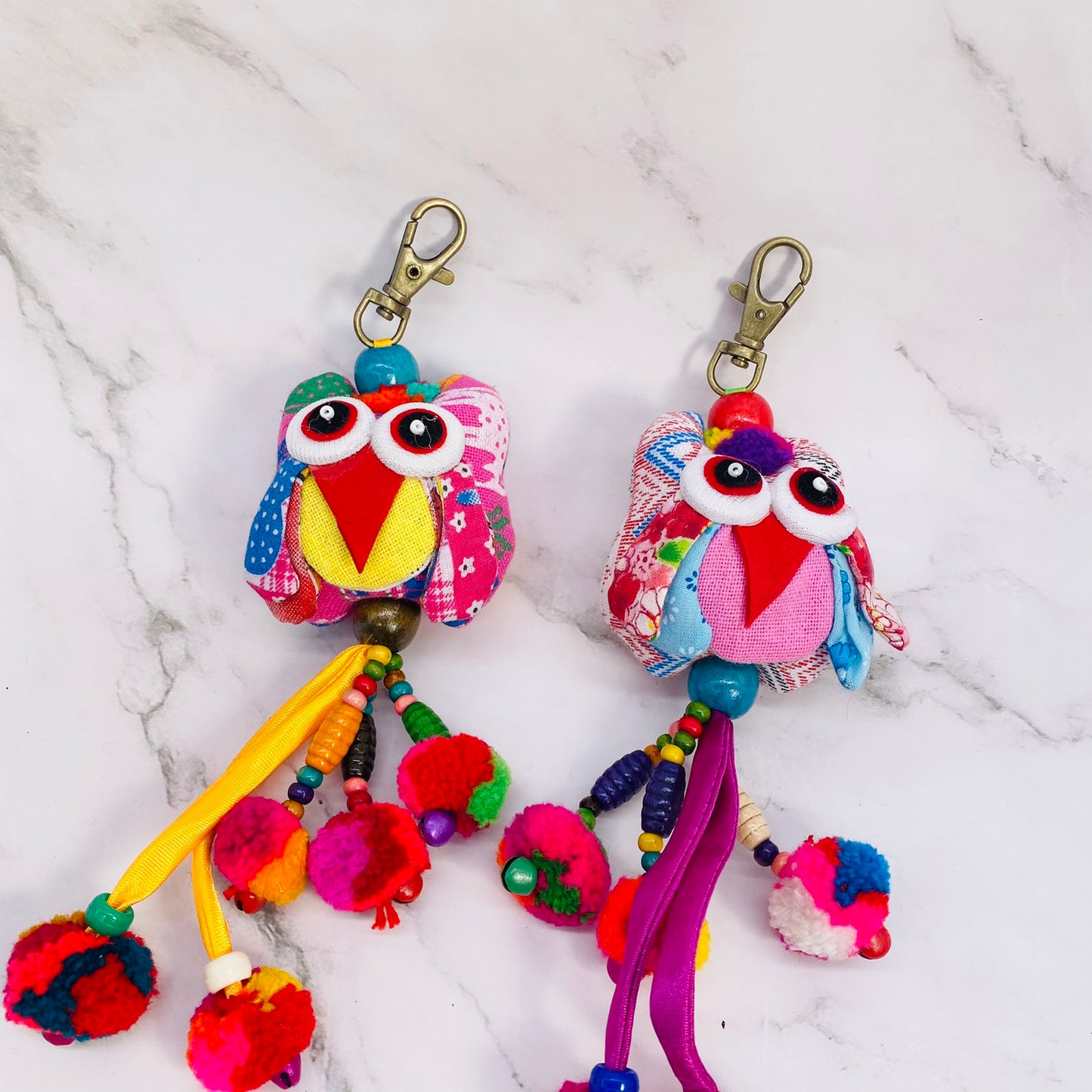 karmanepalcrafts Owl Keychain, Colorful Owl Bag Charm, Bag Accessories, Handmade Bag Charm, Cute Key Ring, Gift for Her, Symbol of Wisdom Blue