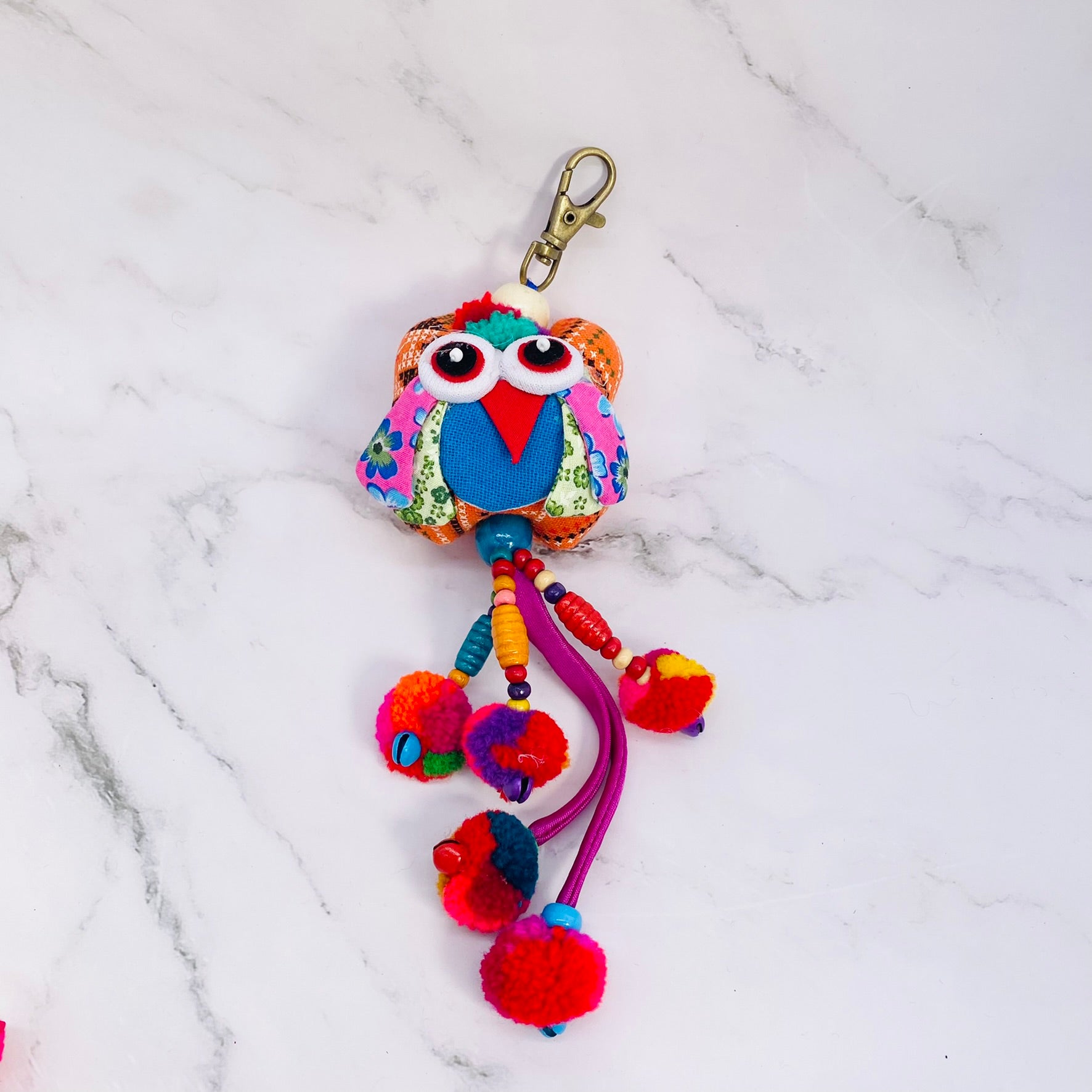 Pom Pom Plush Big Eye Owl Keychain Cute Cartoon Animal Bag Key Chain Keyring  Ornament Bag Purse Charm Accessories - Temu