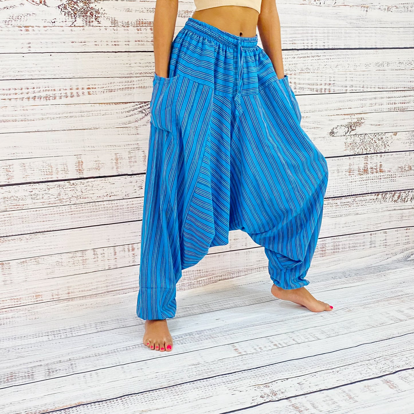 Unisex Low Crotch Gypsy Pants with Pockets