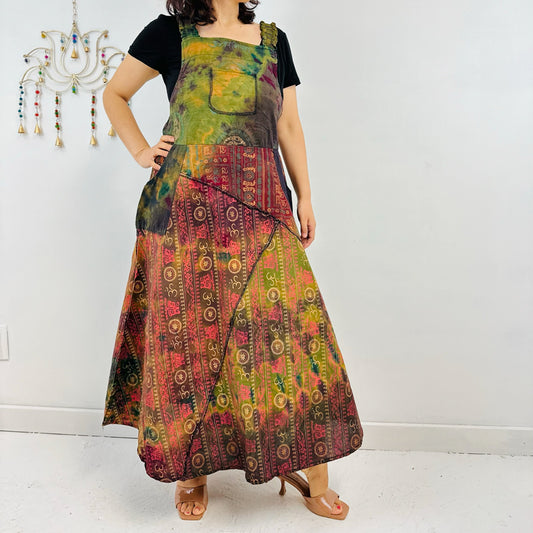 Patchwork Maxi Dress with Pockets