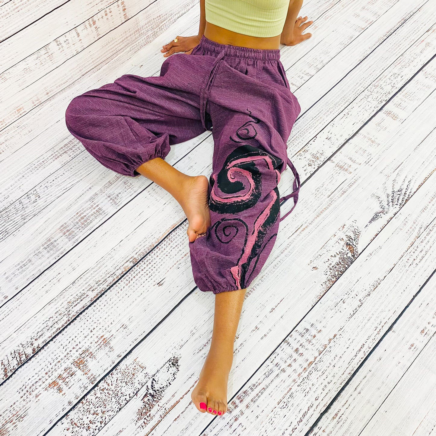 Unisex Cotton Pant with Spiral Prints, Harem Pants, Yoga Pants, Hippie Clothes, Aladdin Pants, Boho Pants, Summer Organic Cotton Pants