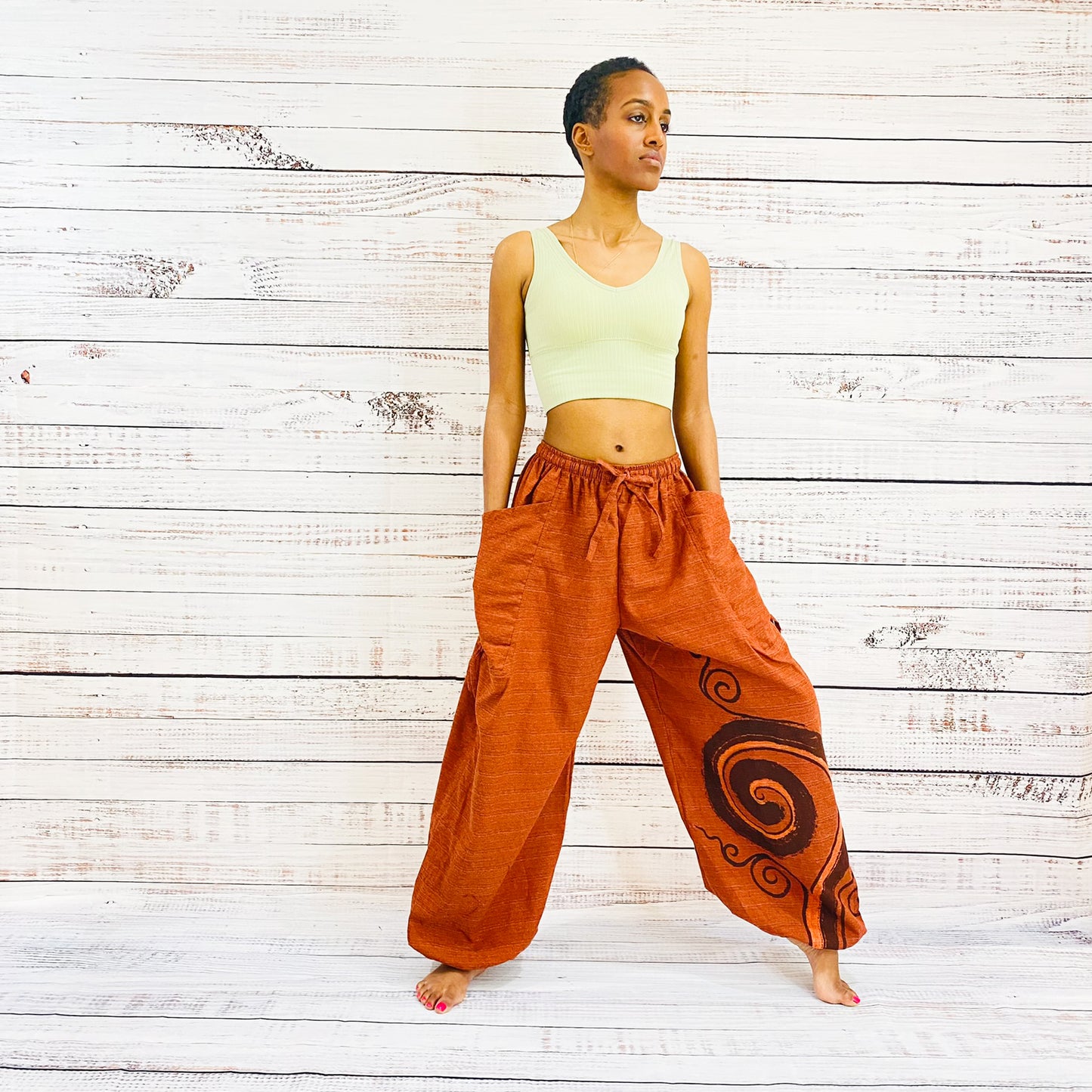 Unisex Cotton Pant with Spiral Prints, Harem Pants, Yoga Pants, Hippie Clothes, Aladdin Pants, Boho Pants, Summer Organic Cotton Pants