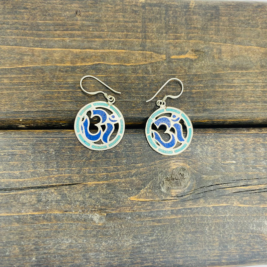 Turquoise OM Earrings/Ohm Jewelry/Turquoise Earring/Non Allergic Earring/Chakra Om Earring/Namaste Jewelry/Om Symbol Jewelry/Hindu Earring