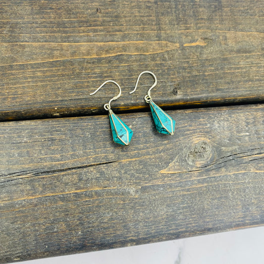 Handmade Turquoise and Lapis Lazuli Earring/Gold Tone/Ethnic Multistone Earring/Women Jewelry/Dangle Earring/Statement Earring/Boho Earring