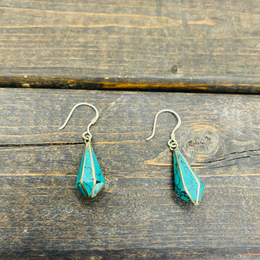 Handmade Turquoise and Lapis Lazuli Earring/Gold Tone/Ethnic Multistone Earring/Women Jewelry/Dangle Earring/Statement Earring/Boho Earring