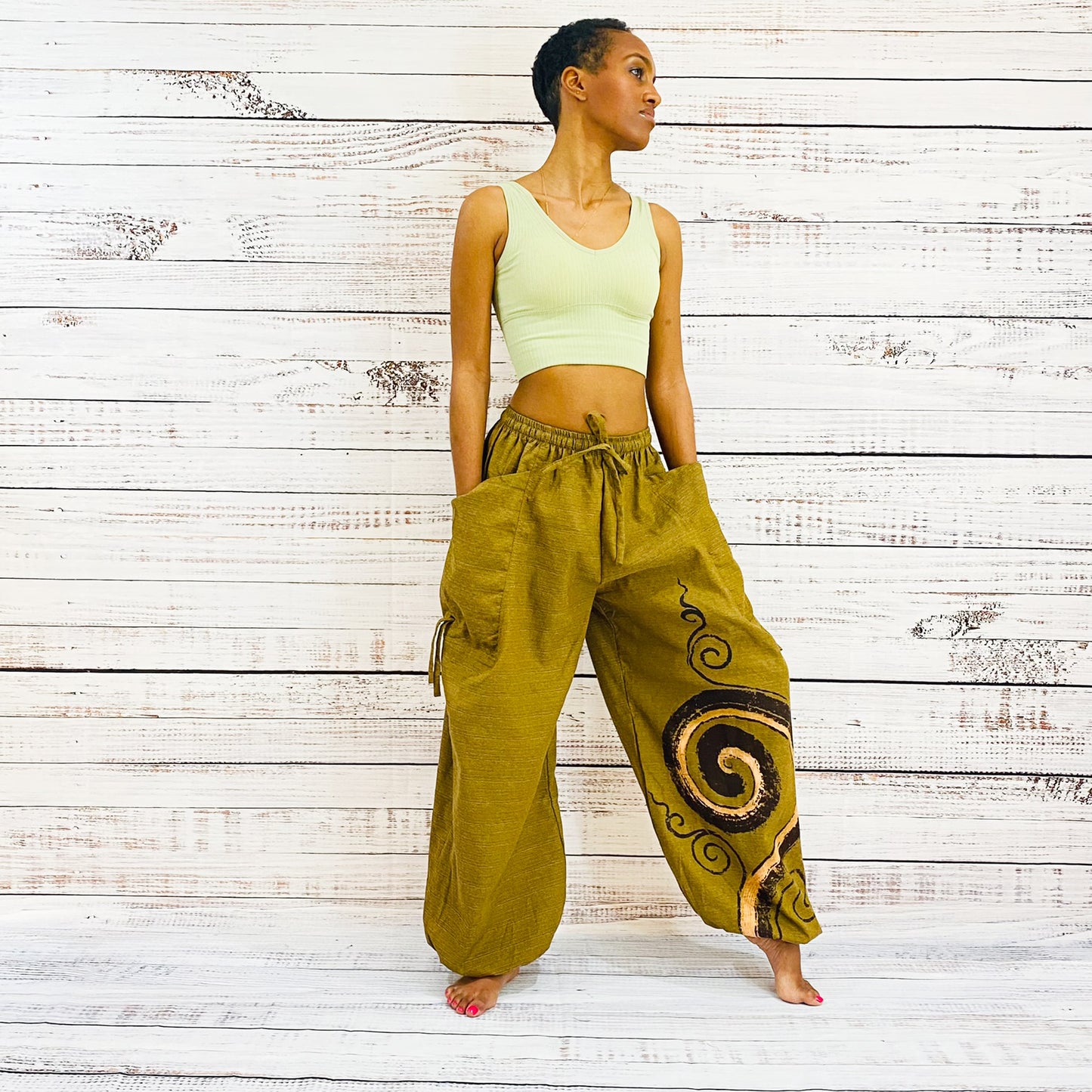 Unisex Cotton Pant with Spiral Prints, Harem Pants, Yoga Pants, Hippie Clothes, Aladdin Pants, Boho Pants, Summer Organic Cotton Pants