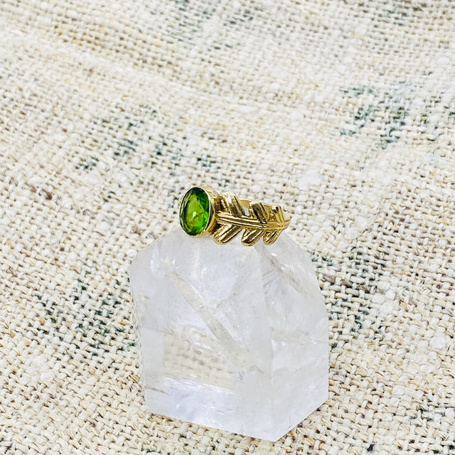 Gold Filled Crystal Ring, Handmade Jewelry, Leaf Style Ring, Bohemian Jewelry, Gift For Her, Non Tarnish Ring,Statement Ring, Stackable Ring