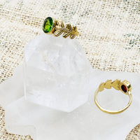 Gold Filled Crystal Ring, Handmade Jewelry, Leaf Style Ring, Bohemian Jewelry, Gift For Her, Non Tarnish Ring,Statement Ring, Stackable Ring