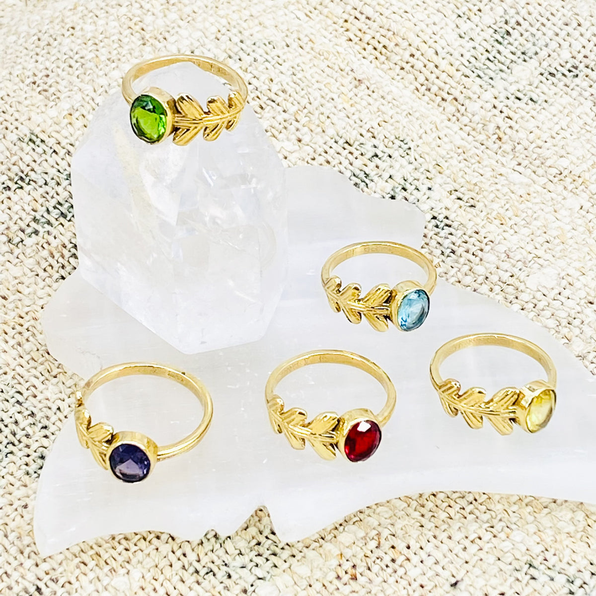Gold Filled Crystal Ring, Handmade Jewelry, Leaf Style Ring, Bohemian Jewelry, Gift For Her, Non Tarnish Ring,Statement Ring, Stackable Ring