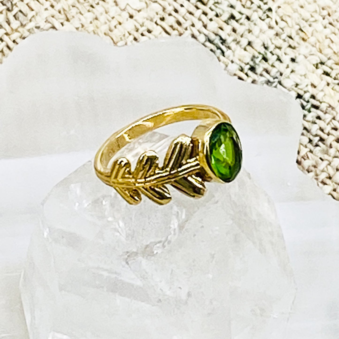 Gold Filled Crystal Ring, Handmade Jewelry, Leaf Style Ring, Bohemian Jewelry, Gift For Her, Non Tarnish Ring,Statement Ring, Stackable Ring