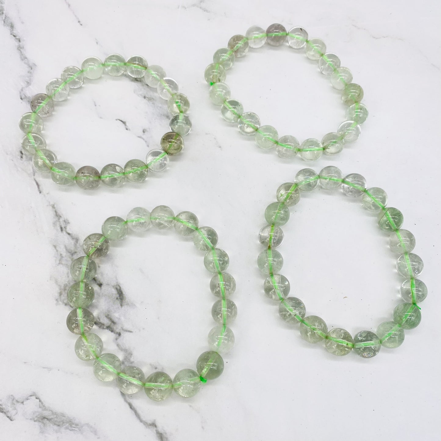 Green Prasiolite Bracelet, Unisex Crystal Beads, 10mm Beads, Stretchy Gemstone Bracelet, Healing Stretch Bracelet, Stone for Love