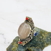 Stone silver rings, natural stone rings, handmade silver stone rings, culture fusion, Tibetan jewelry, unisex jewelry, bohemian jewelry