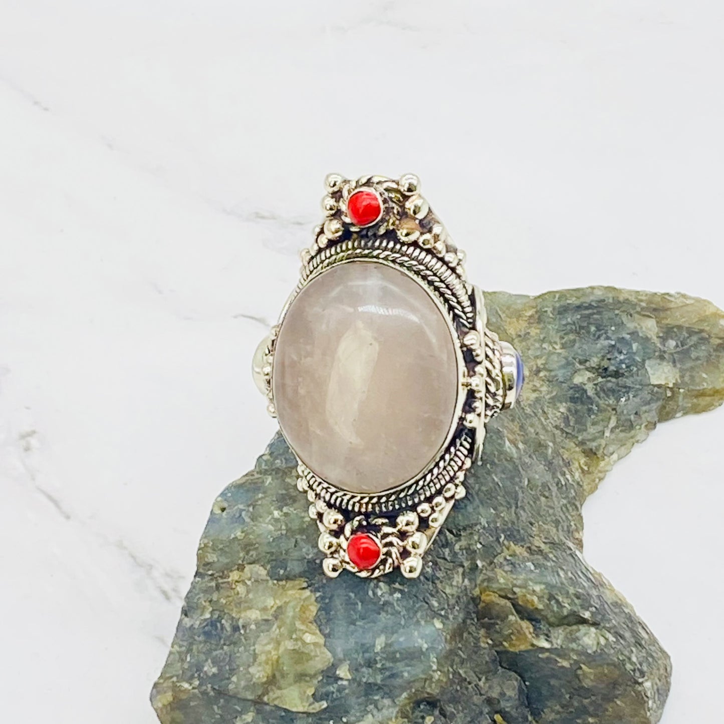 Stone silver rings, natural stone rings, handmade silver stone rings, culture fusion, Tibetan jewelry, unisex jewelry, bohemian jewelry