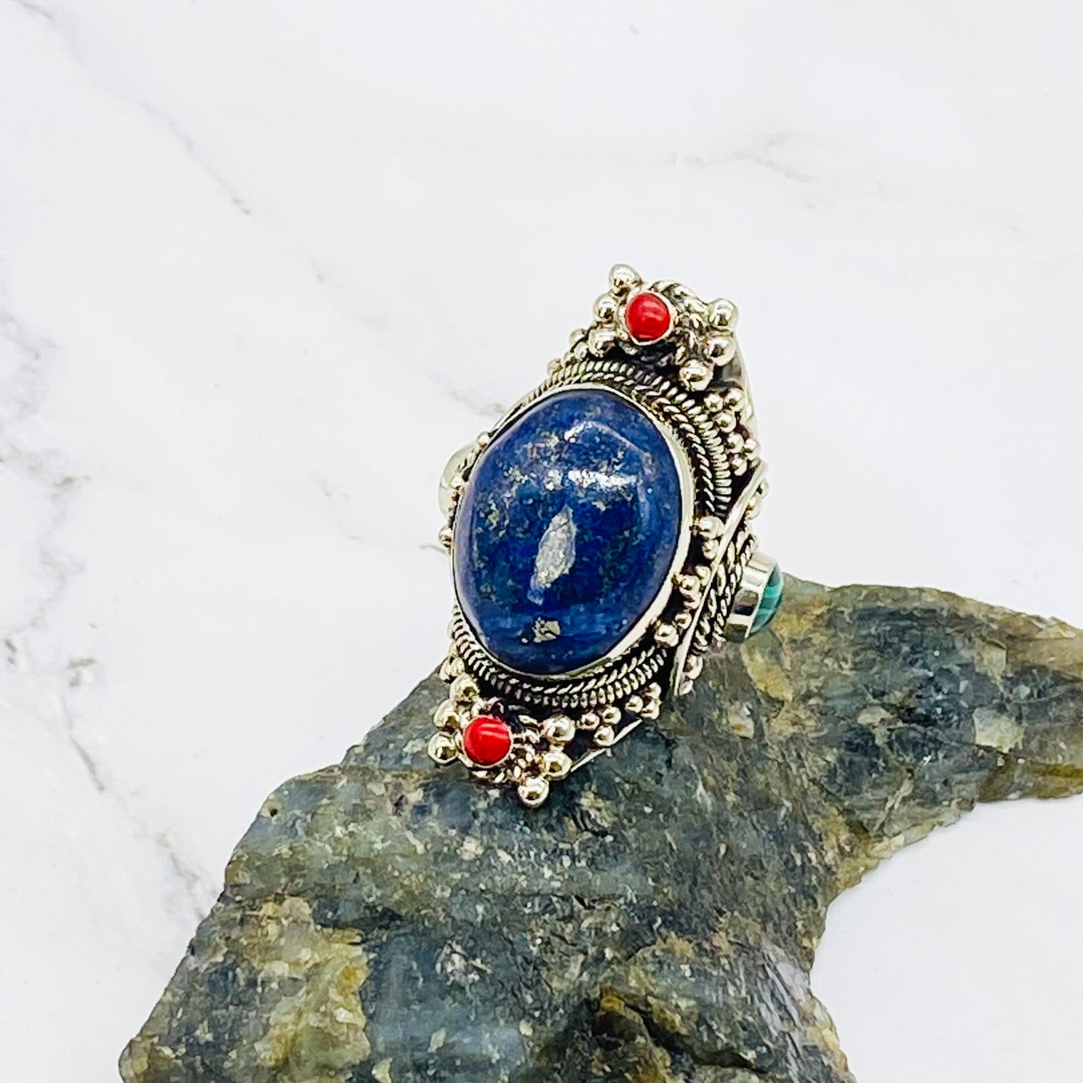 Stone silver rings, natural stone rings, handmade silver stone rings, culture fusion, Tibetan jewelry, unisex jewelry, bohemian jewelry