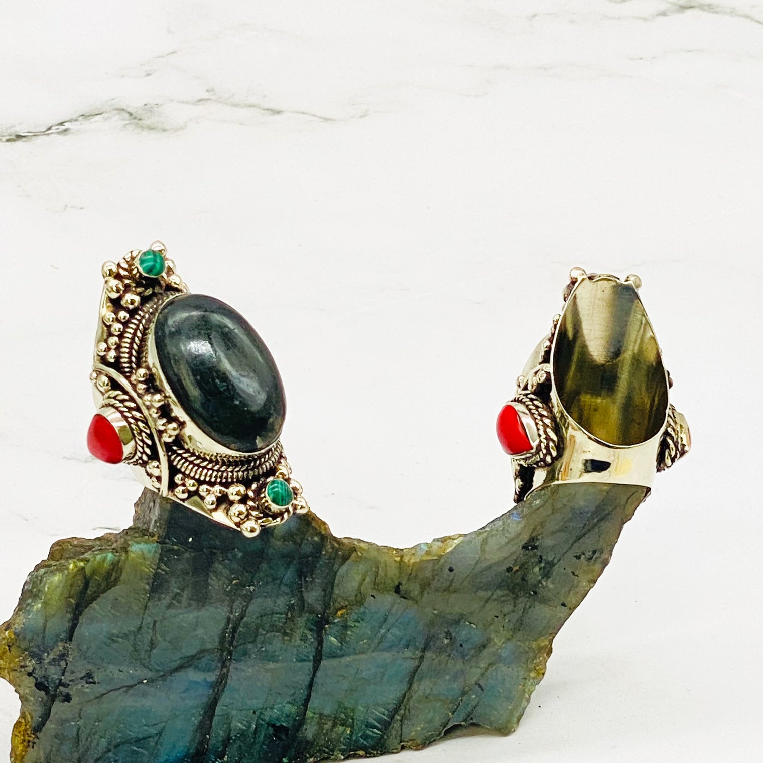 Stone silver rings, natural stone rings, handmade silver stone rings, culture fusion, Tibetan jewelry, unisex jewelry, bohemian jewelry