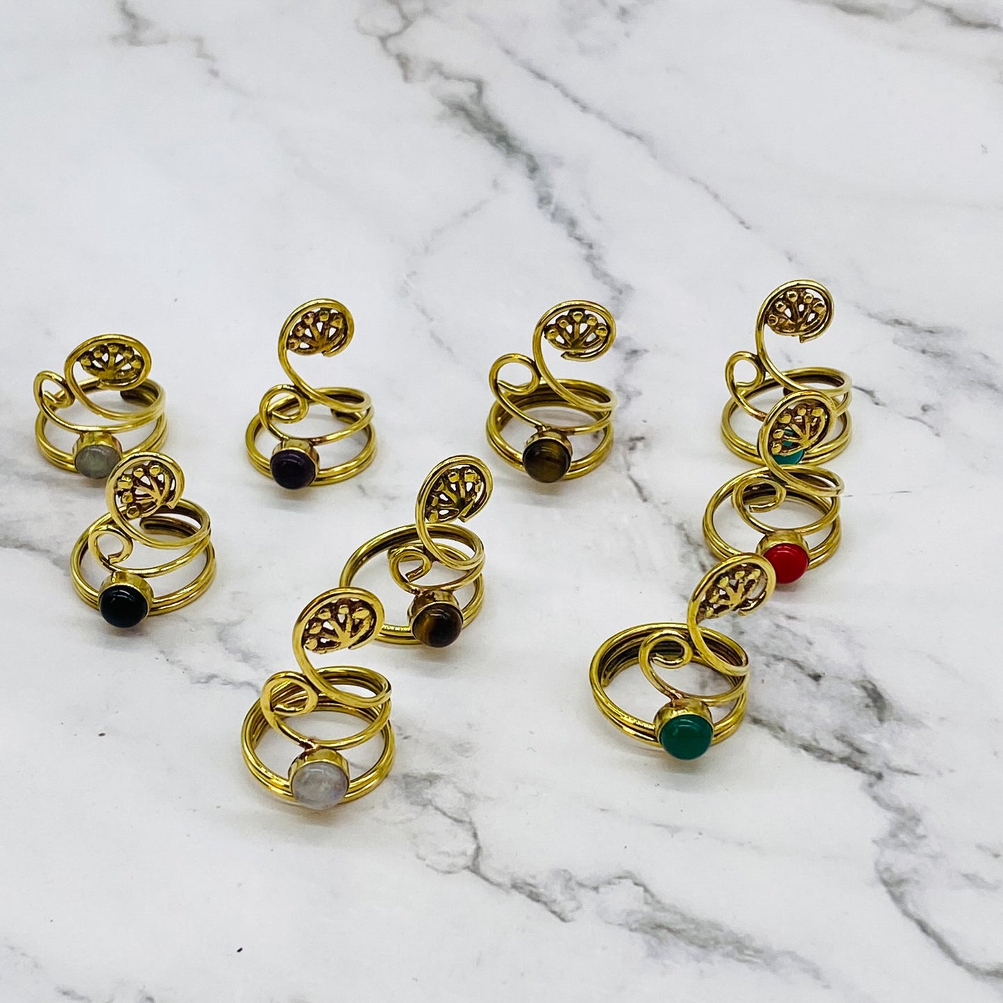 Vintage Gold Filled Rings, Handmade Jewelry, Crystal Rings, Bohemian Jewelry, Statement Rings, Ethnic Jewelry, Adjustable Non Tarnish Rings