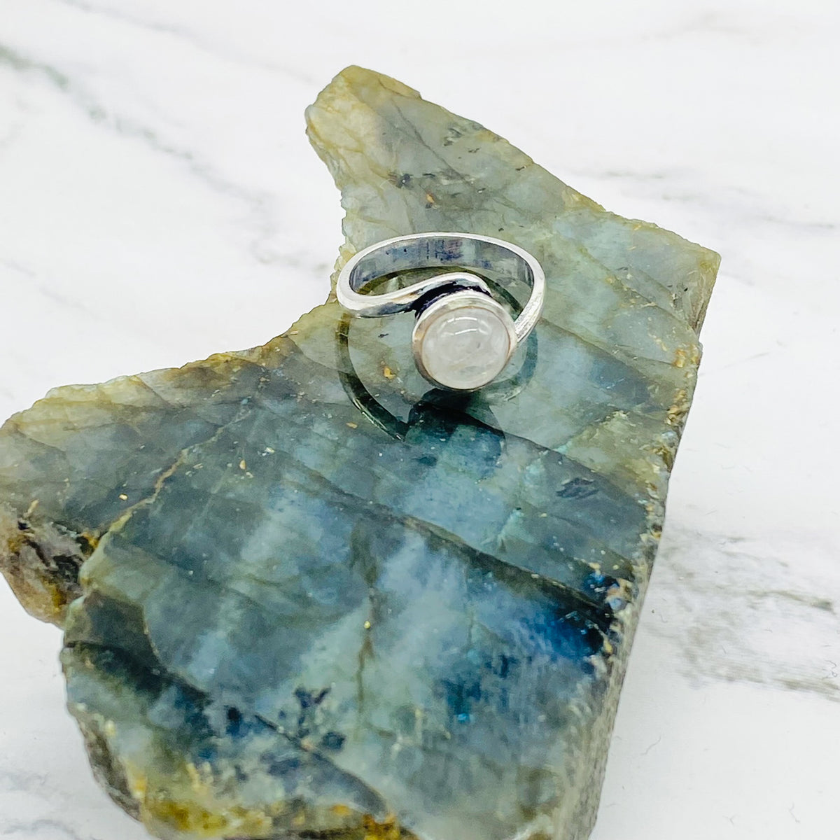 Sterling Silver Stackable Rings, Crystal Rings, Spiral Design Ring, Handmade Jewelry, Boho Style, Gift For Mom, Non Tarnish Ring