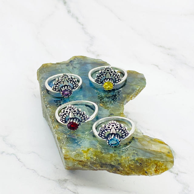 Handmade Crystal Ring, Faceted Crystal Ring, Statement Ring, Bohemian Silver Jewelry, Gift for Her, Vintage Style, Non Tarnish Ring