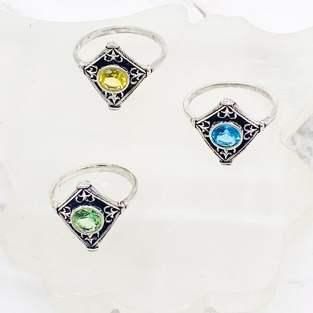 Faceted Crystal Ring, Handmade Ring, Silver Gemstone Ring, Statement Ring, Gift For Her, Vintage Style