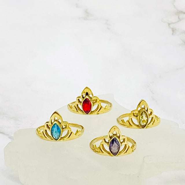 Gold Filled Crystal Ring, Handmade Jewelry, Fashionable Ring, Faceted Gemstone Ring, Gift For Her, Statement Ring, Vintage Style Ring