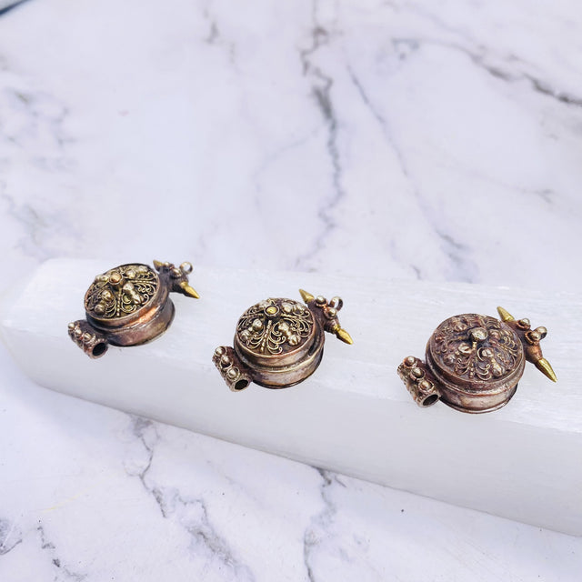 Vajra Box Pendant, Silver Prayer Box Necklaces, Turquoise Coral Pendant, Himalayan Jewelry