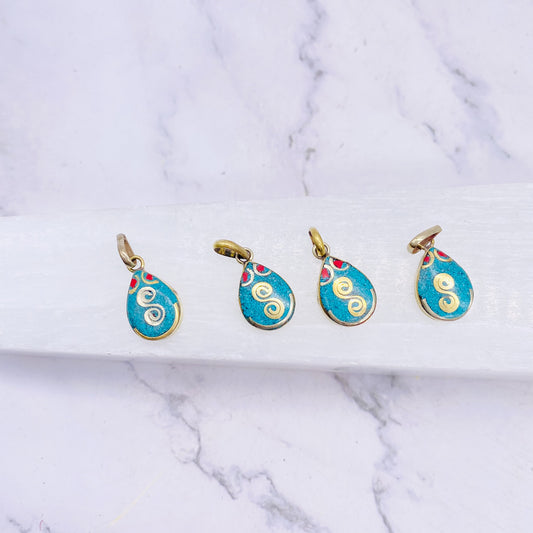 Bohemian Turquoise  Coral Pendant , Vintage Charm, Small Boho Charms, Handmade Pendant, Nickel Free Jewelry, Vintage Charms