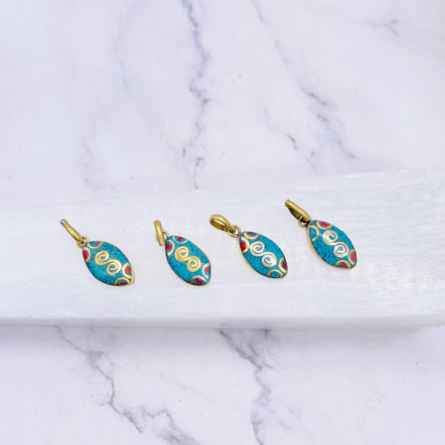 Bohemian Turquoise  Coral Pendant , Vintage Charm, Small Boho Charms, Handmade Pendant, Nickel Free Jewelry, Vintage Charms