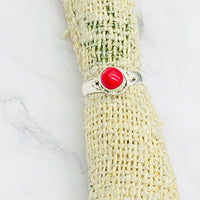 Sterling Silver Ring, Rose Quartz/ Tiger Eye/ Coral/ Turquoise Ring, Natural Crystal Ring, Gift For Her, Minimalistic Ring, Healing Crystal