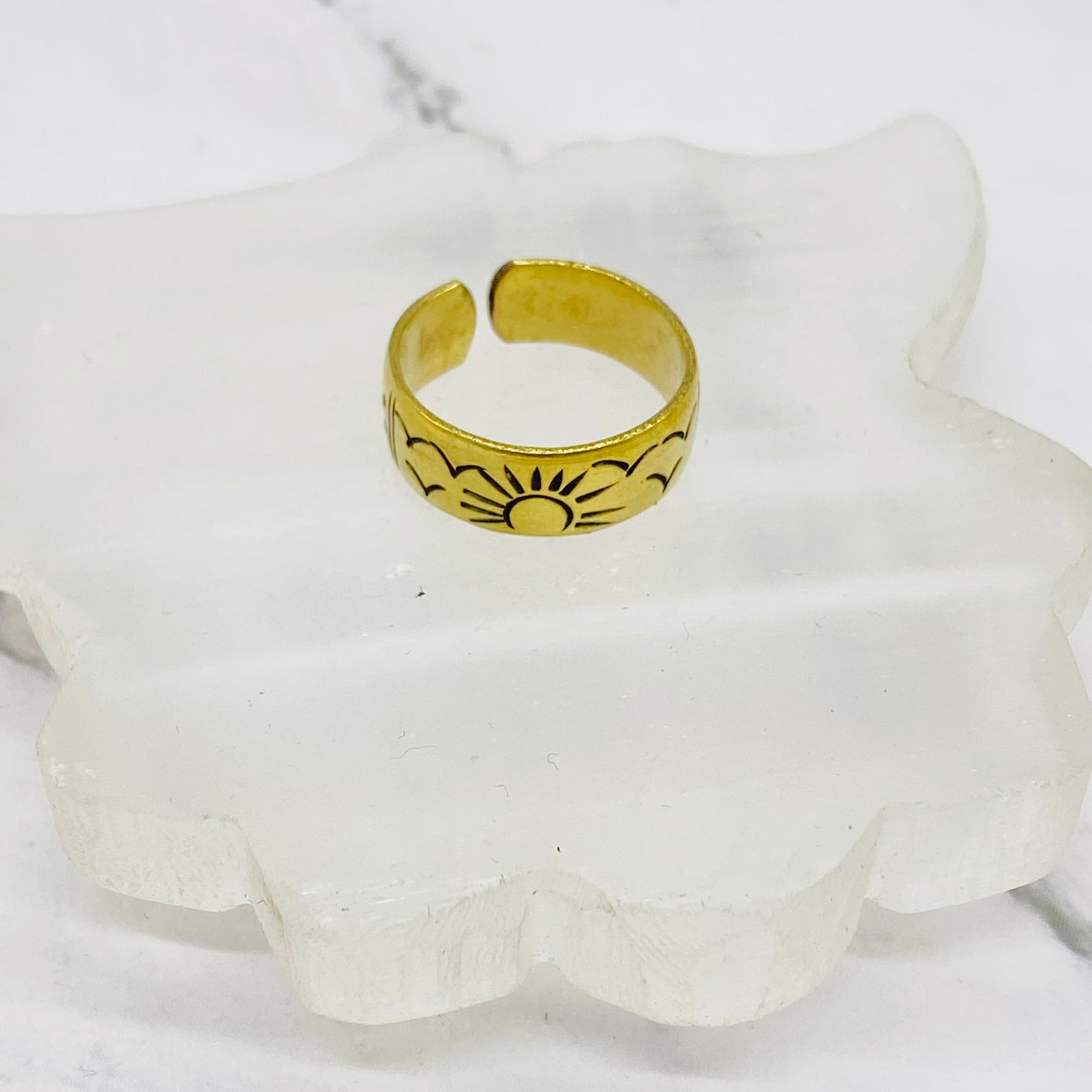 Gold Band Rings, Bohemian Gold Filled Adjustable Rings, Stackable Rings, Celestial Design Rings, Unisex Rings, Boho Style, Vintage Jewelry