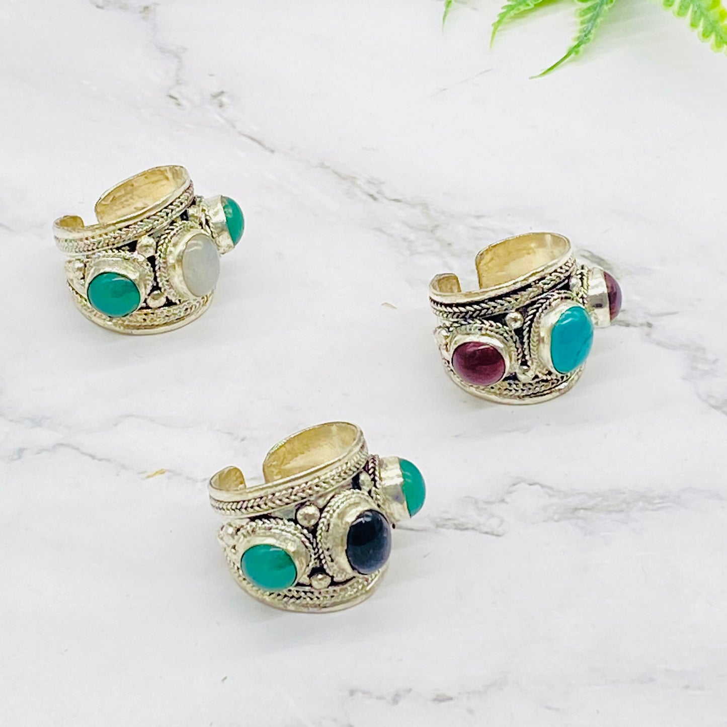 Multistone Stackable Rings, Handmade Jewelry, Crystal Rings, Vintage Style Rings, Adjustable Gemstone Rings, Unisex Statement Rings