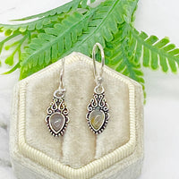 Handmade Crystal Earrings, Minimalistic Silver Earrings, Dangles and Drops, Silver Hoops, Gift For Her, Healing Crystal Jewelry